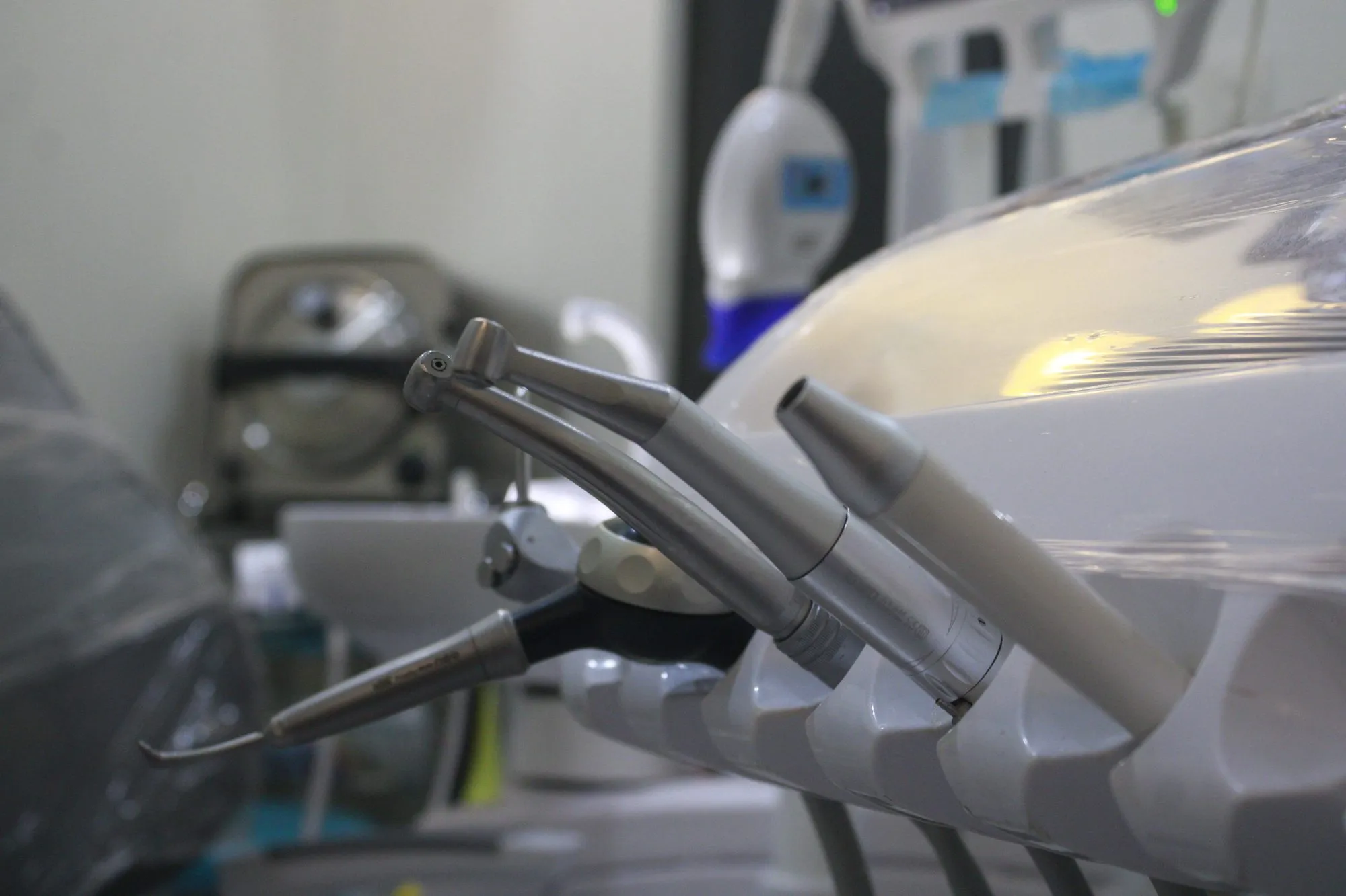 Dental handpieces on the delivery unit in the treatment room at iDent Dental Lounge, Cagayan de Oro