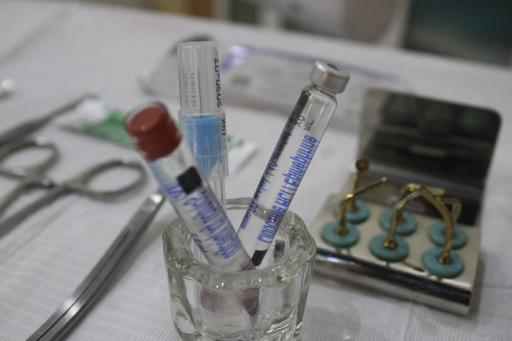 Sterile surgical instruments and anaesthetic prepared for dental implant surgery at iDent Dental Lounge in Cagayan de Oro