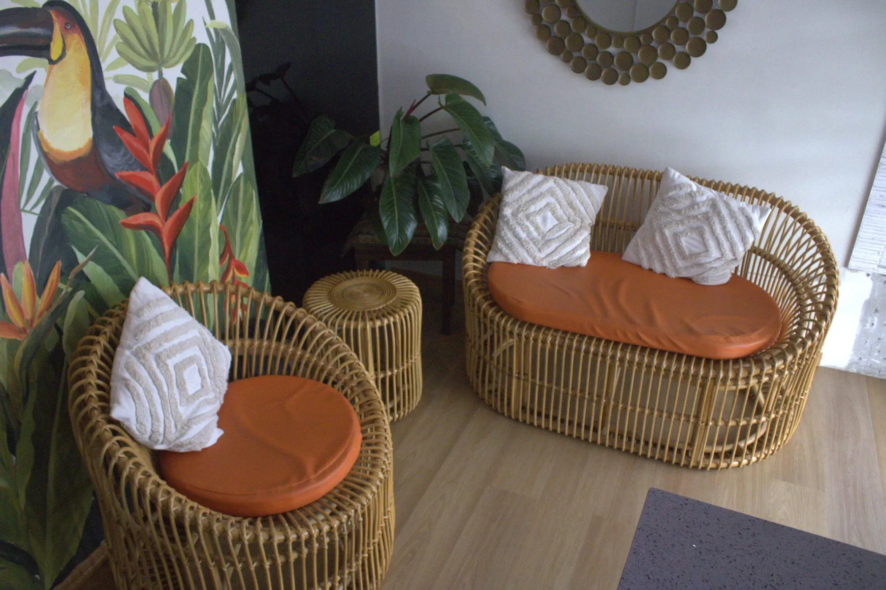 Waiting area with rattan seating at the iDent Dental Lounge Uptown branch, Cagayan de Oro